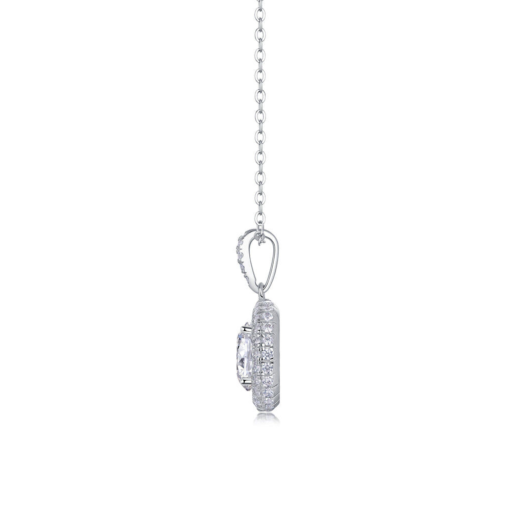 Classic Station Halo Moissanite Pendant Necklace