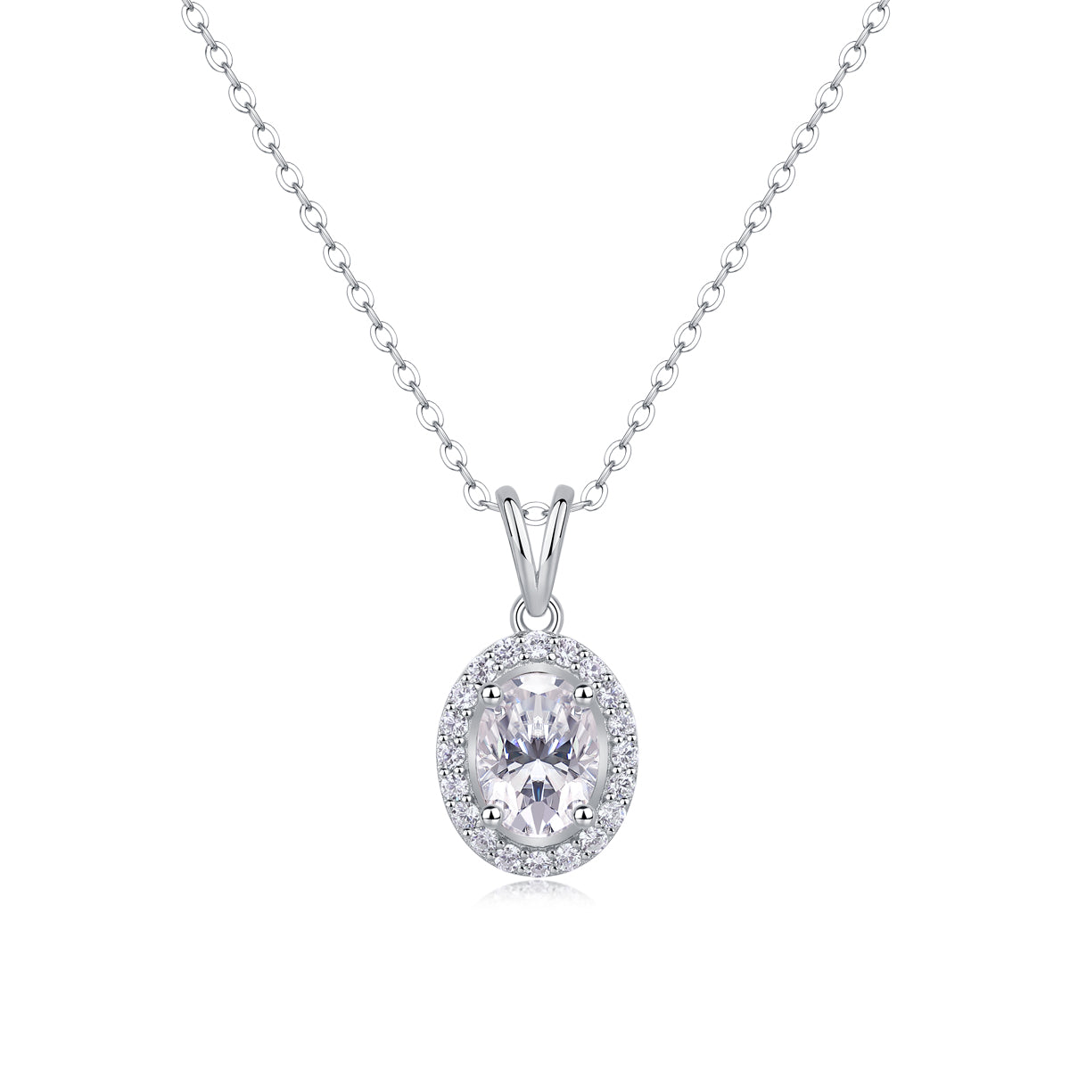 Oval Halo Moissanite Pendant Necklace