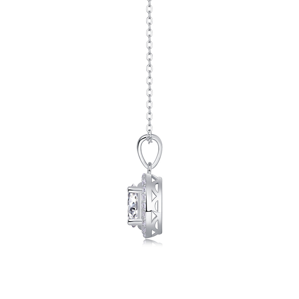 Oval Halo Moissanite Pendant Necklace
