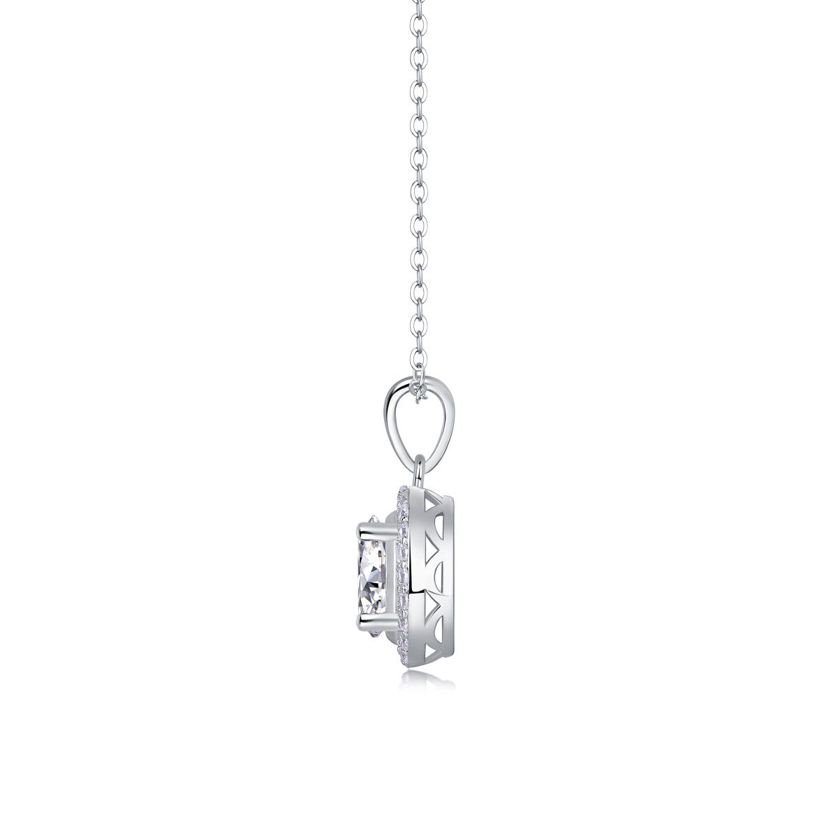 Oval Halo Moissanite Pendant Necklace