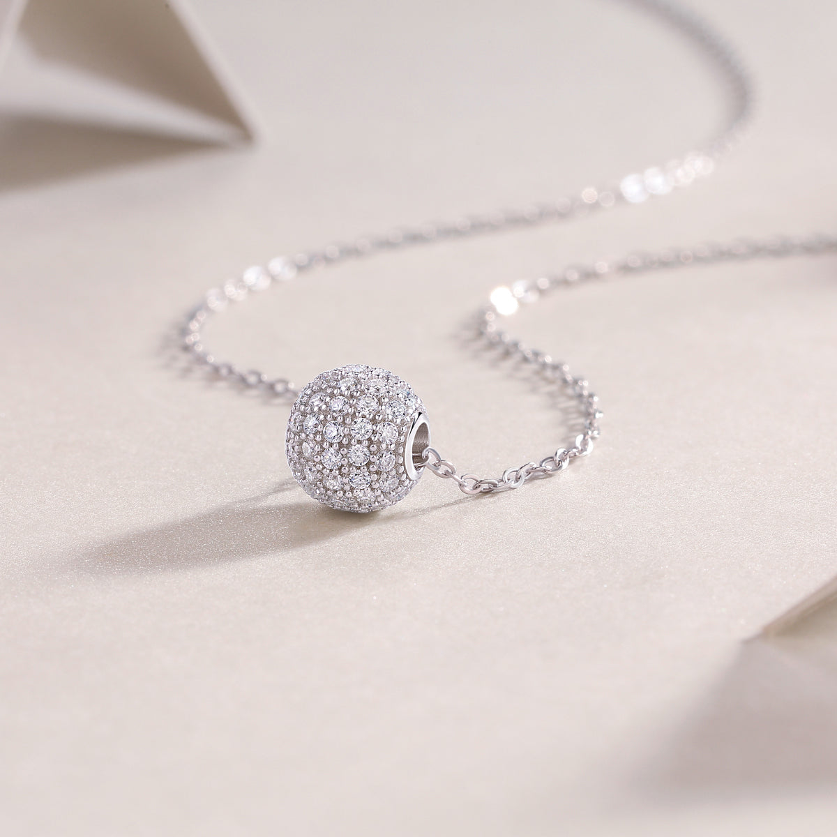 Pavé Sphere Moissanite Pendant Necklace
