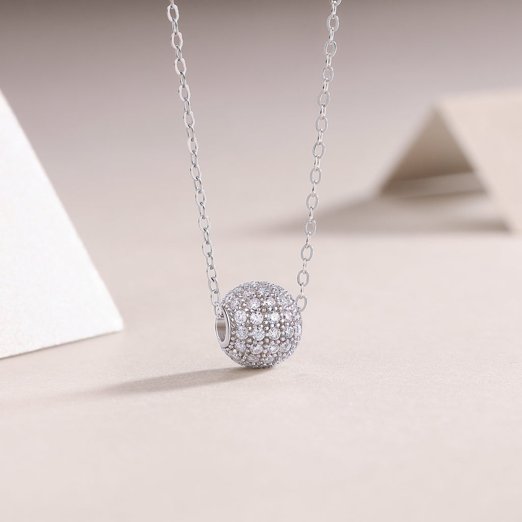 Pavé Sphere Moissanite Pendant Necklace