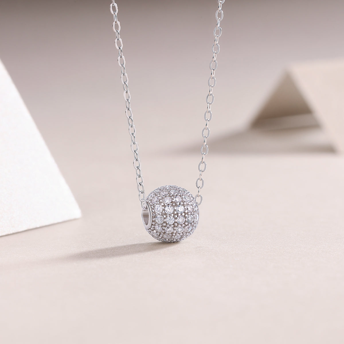Pavé Sphere Moissanite Pendant Necklace