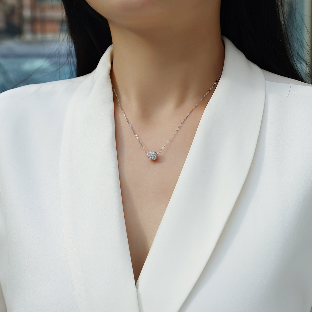 Pavé Sphere Moissanite Pendant Necklace
