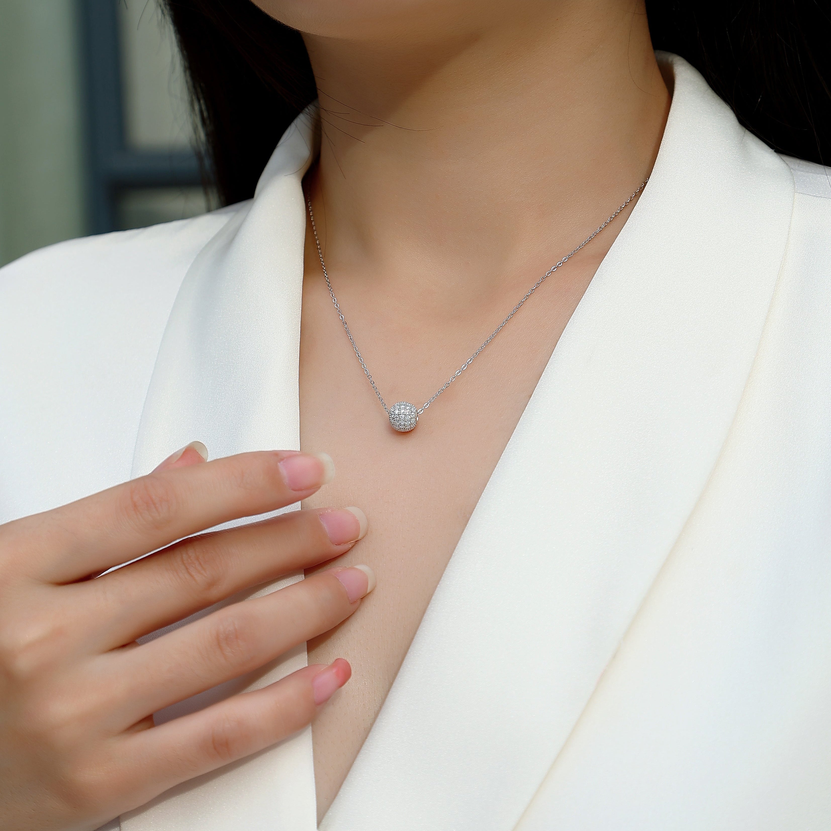 Pavé Sphere Moissanite Pendant Necklace