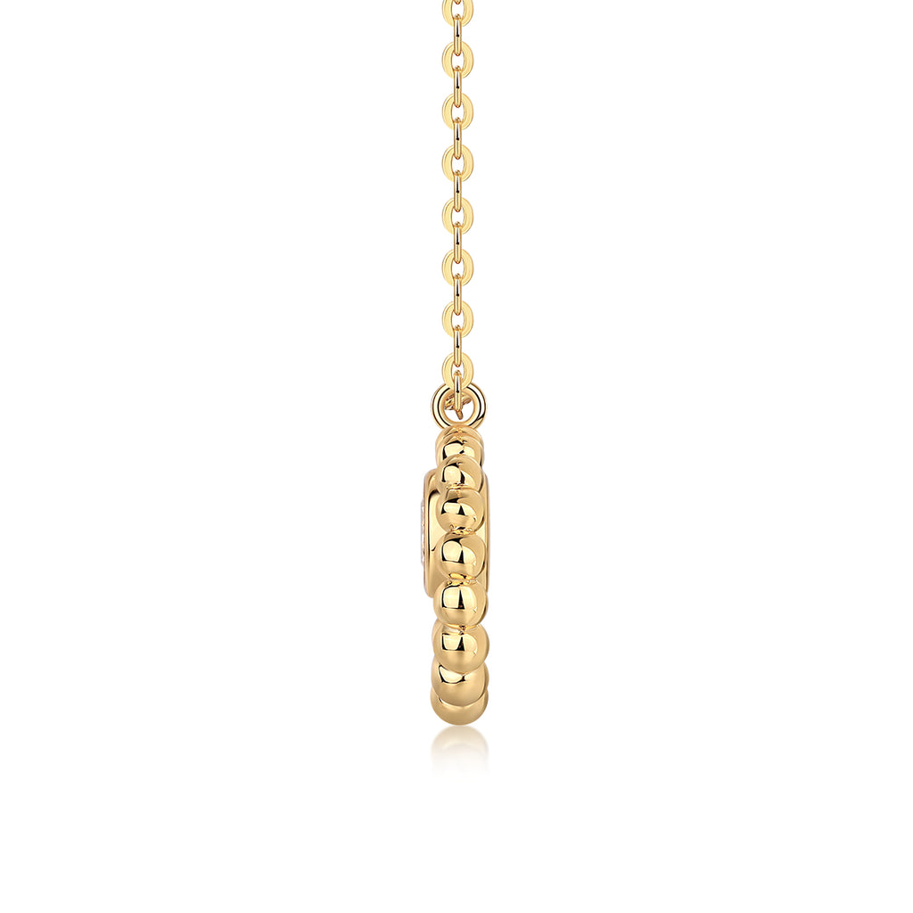 Beaded Halo Moissanite Pendant Necklace