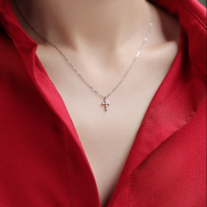 Cross Light Moissanite Pendant Necklace