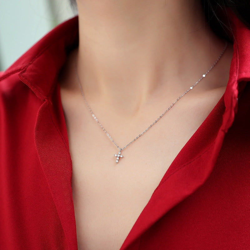 Cross Light Moissanite Pendant Necklace