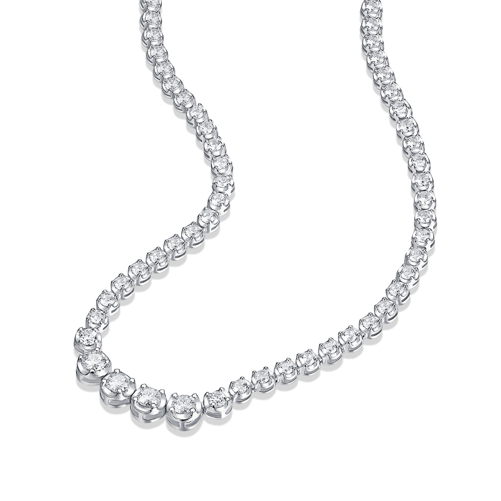 Moissanite Tennis Necklace in 925 Sterling Silver with White Gold Plating – 1.2 ct