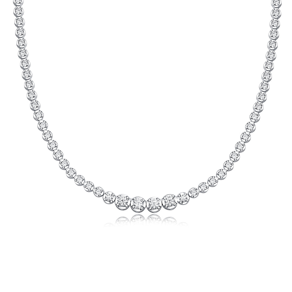 Moissanite Tennis Necklace in 925 Sterling Silver with White Gold Plating – 1.2 ct