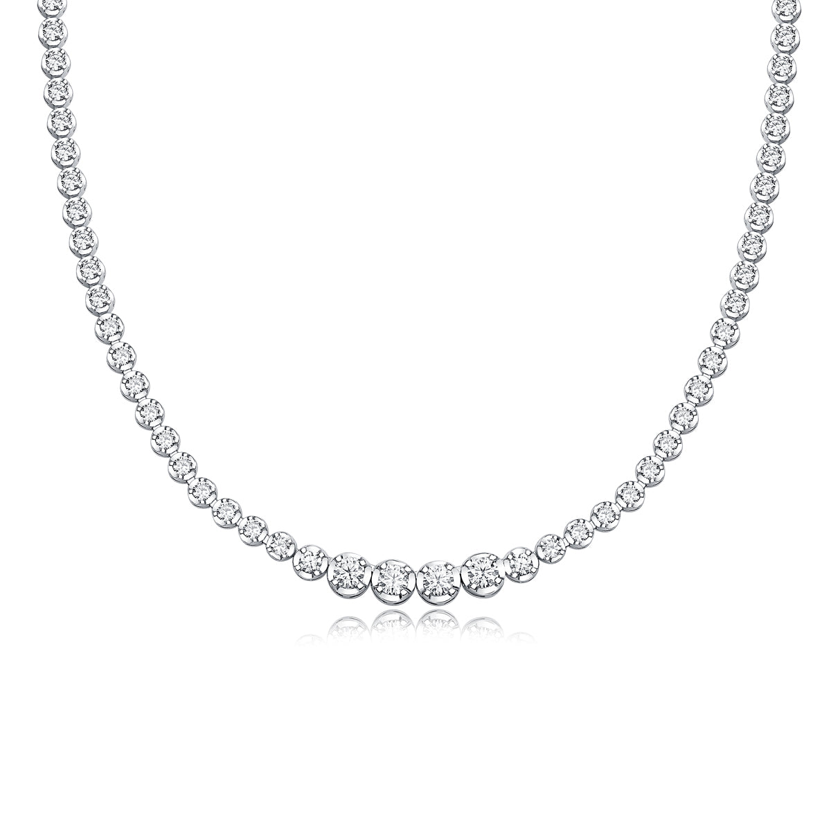 Moissanite Tennis Necklace in 925 Sterling Silver with White Gold Plating – 1.2 ct