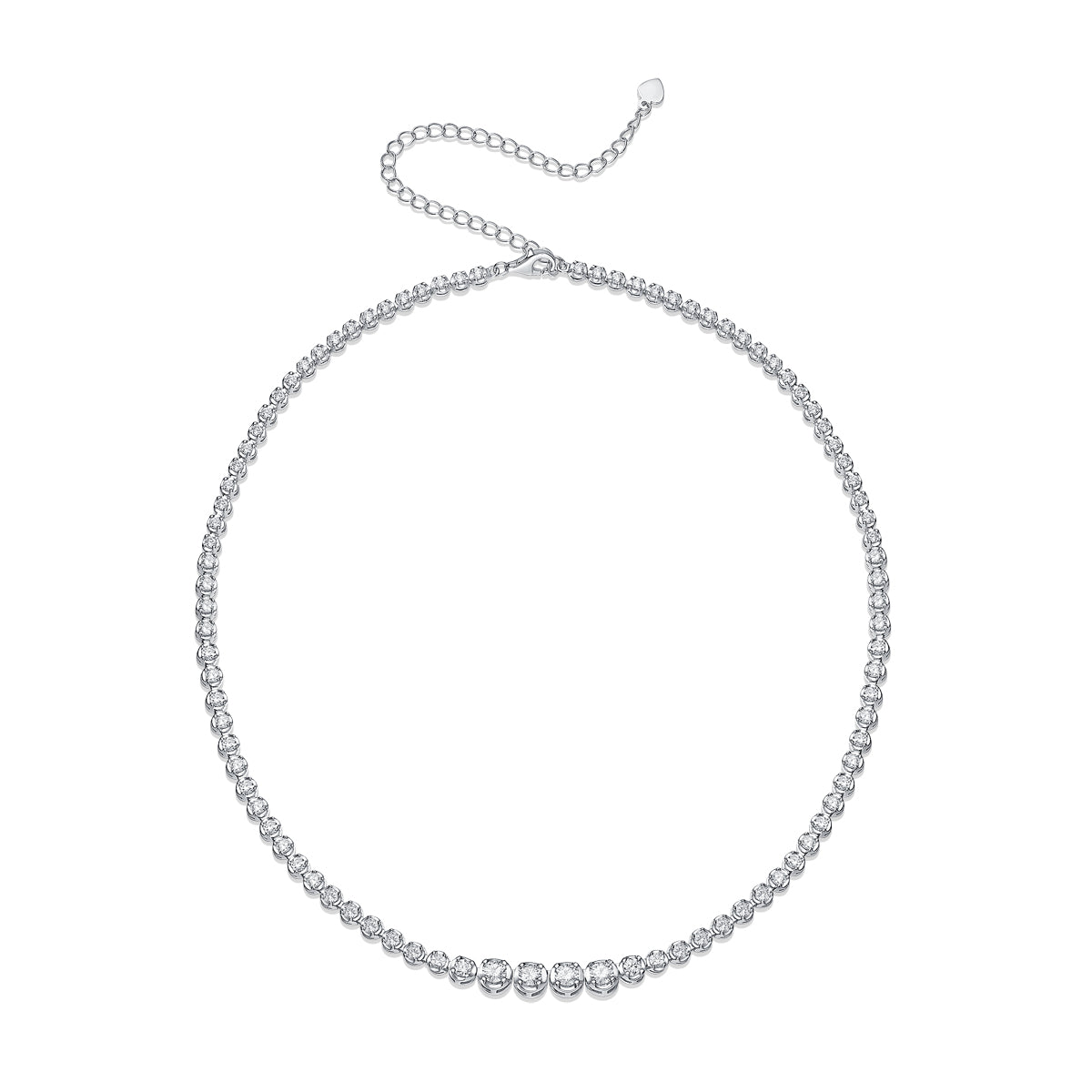 Moissanite Tennis Necklace in 925 Sterling Silver with White Gold Plating – 1.2 ct