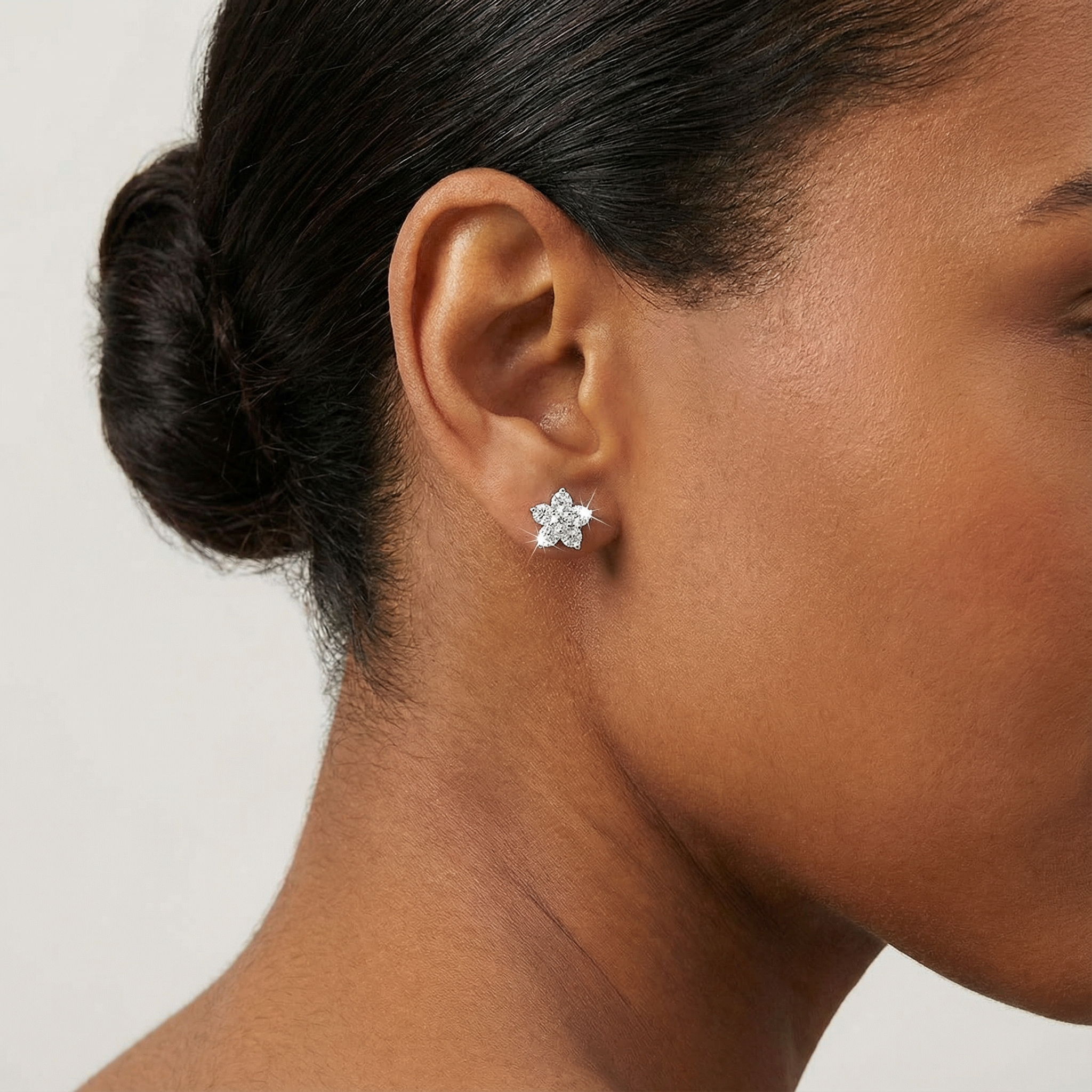 Floral Cluster Moissanite Stud Earrings