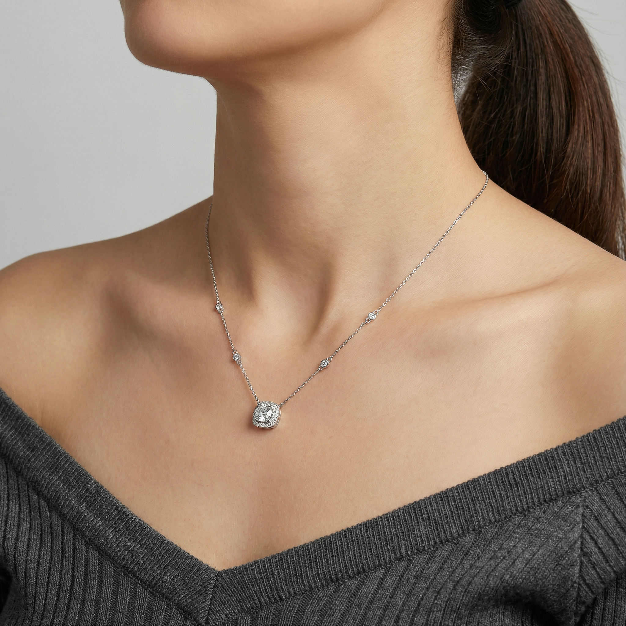 Cushion Cut Moissanite Pendant Necklace
