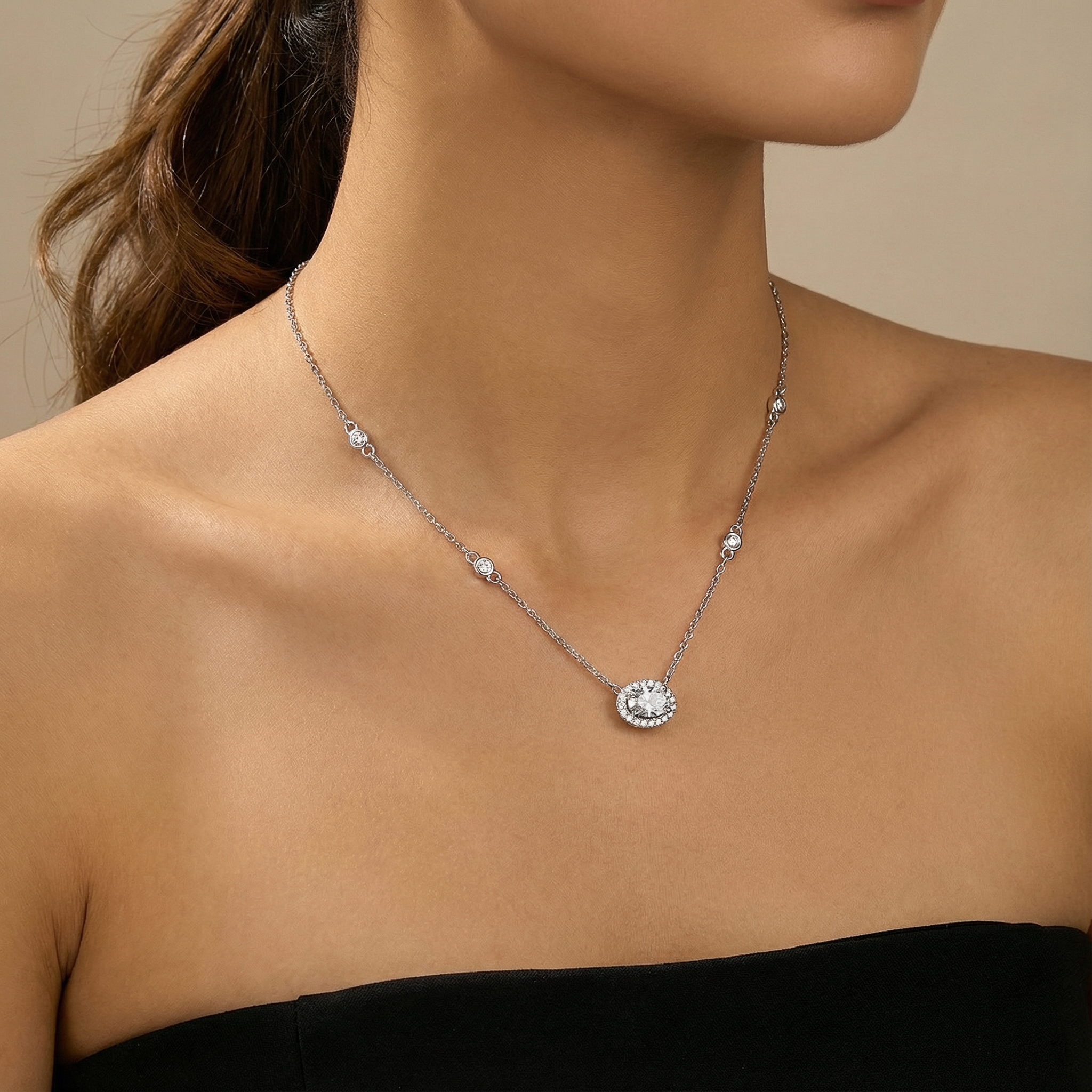 Oval Moissanite Pendant Necklace
