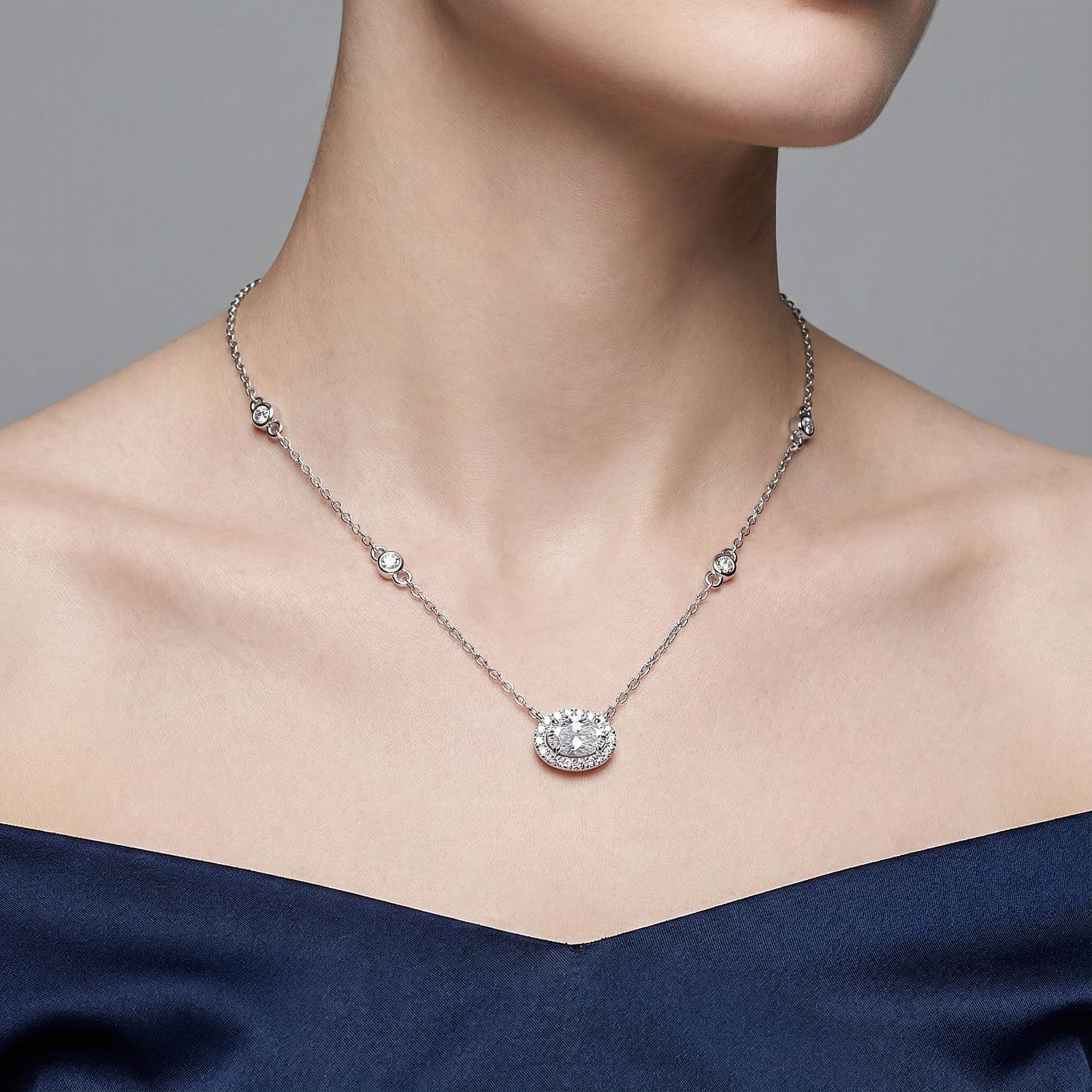 Oval Moissanite Pendant Necklace