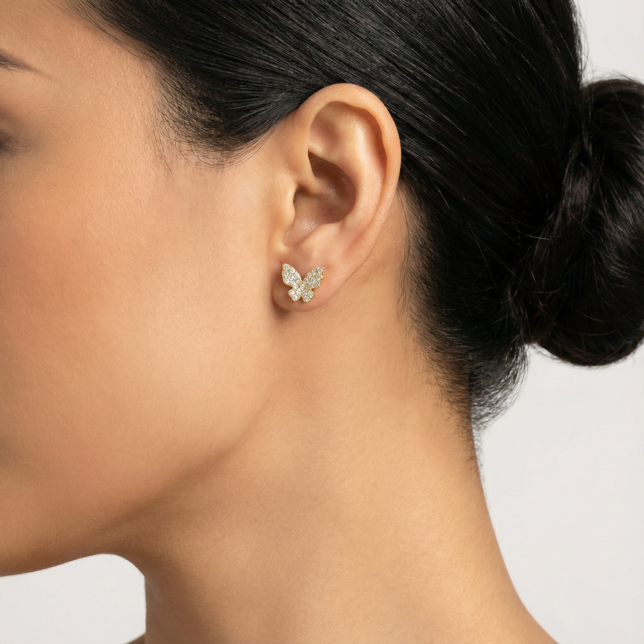 Pavé Butterfly Moissanite Stud Earrings