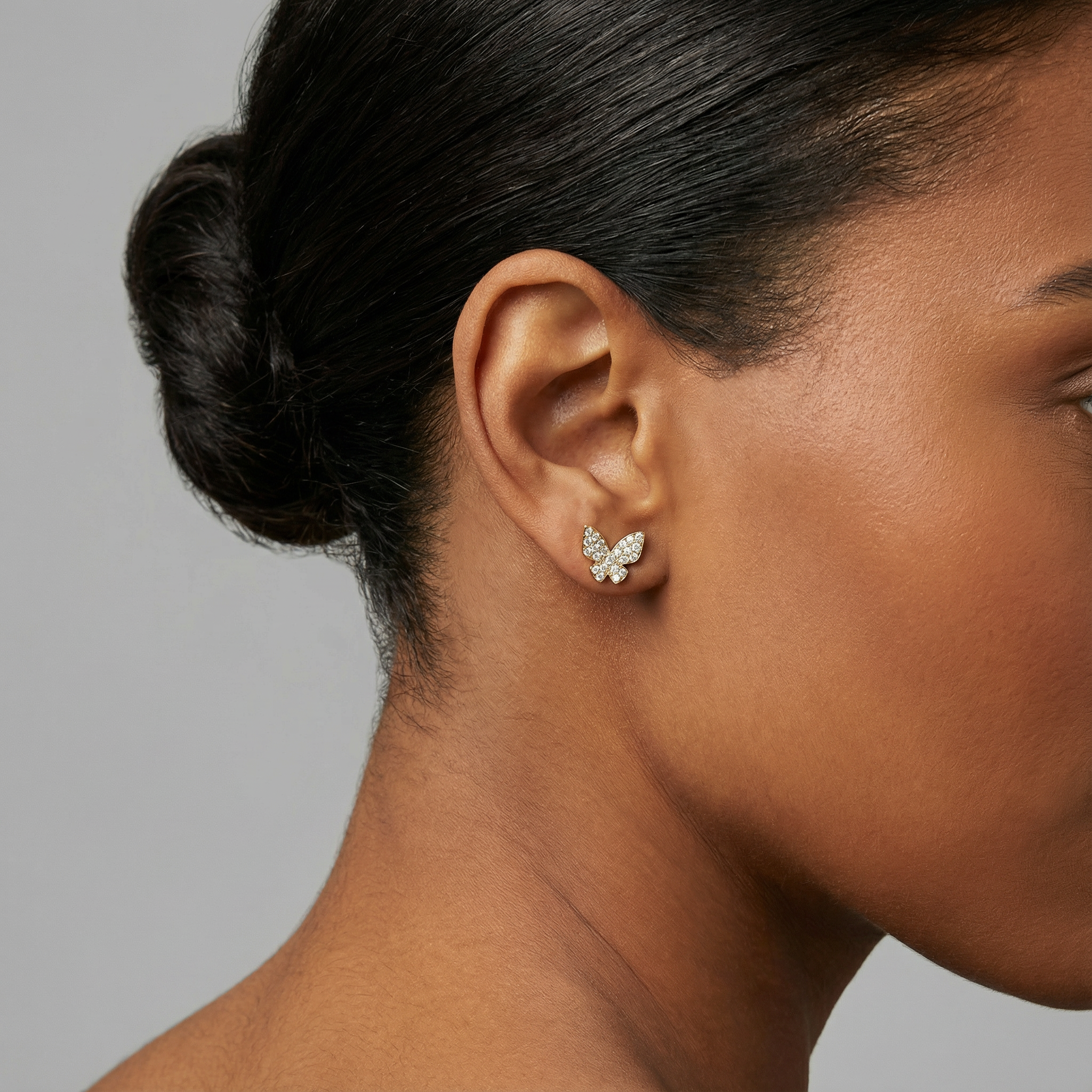 Pavé Butterfly Moissanite Stud Earrings