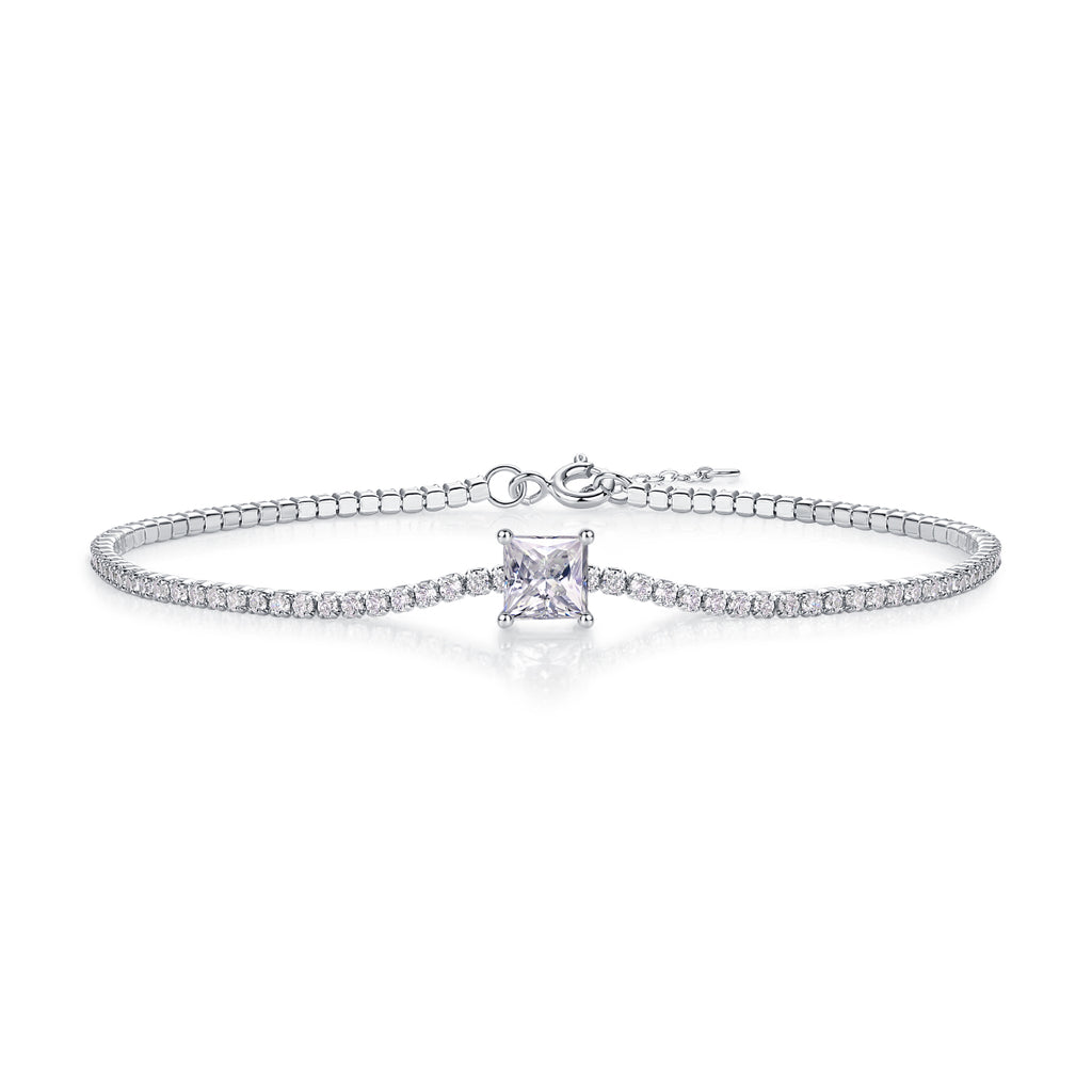 Ice Square Solitaire Moissanite Tennis Bracelet