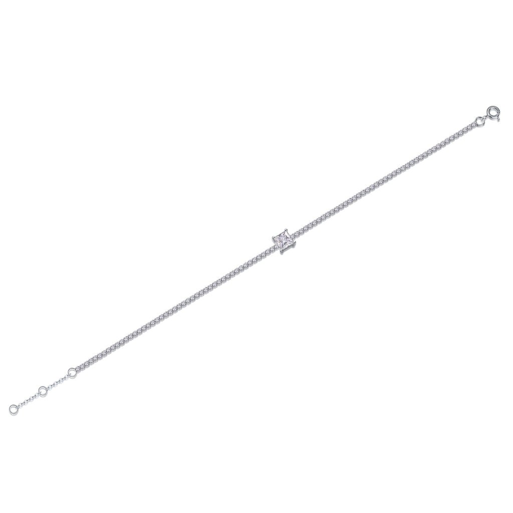 Ice Square Solitaire Moissanite Tennis Bracelet