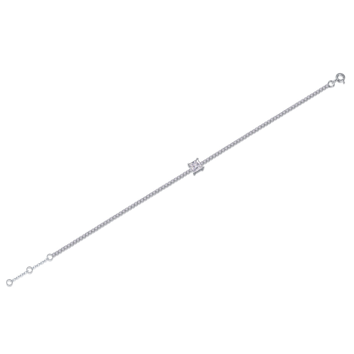 Ice Square Solitaire Moissanite Tennis Bracelet