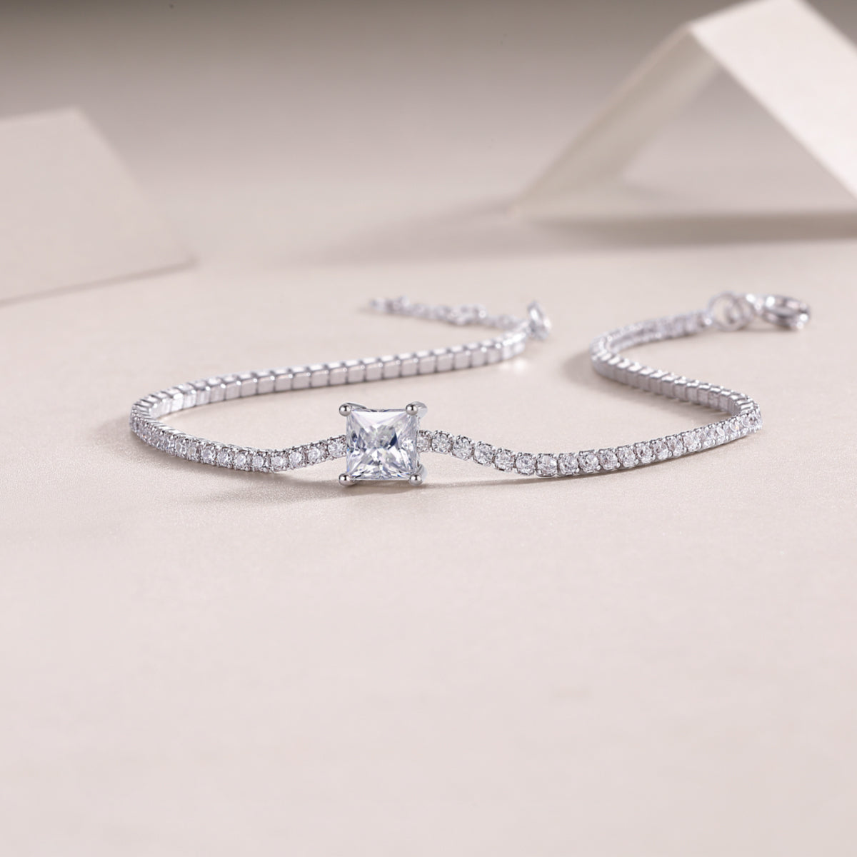 Ice Square Solitaire Moissanite Tennis Bracelet