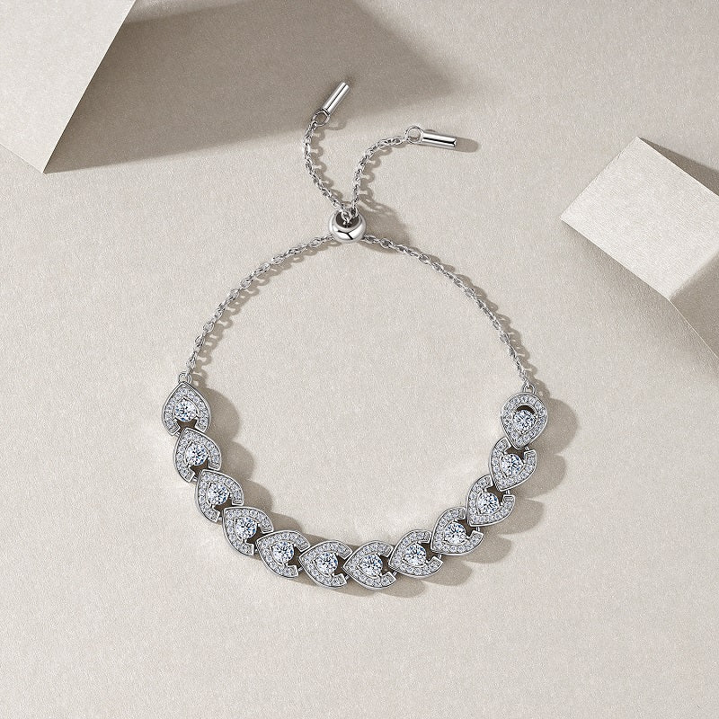 Emerald Weave Pavé Moissanite Adjustable Bracelet