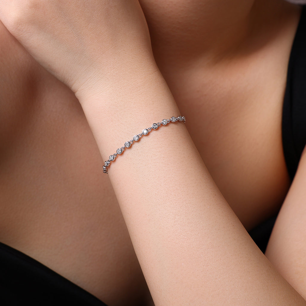 Classic Bezel Moissanite Line Bracelet