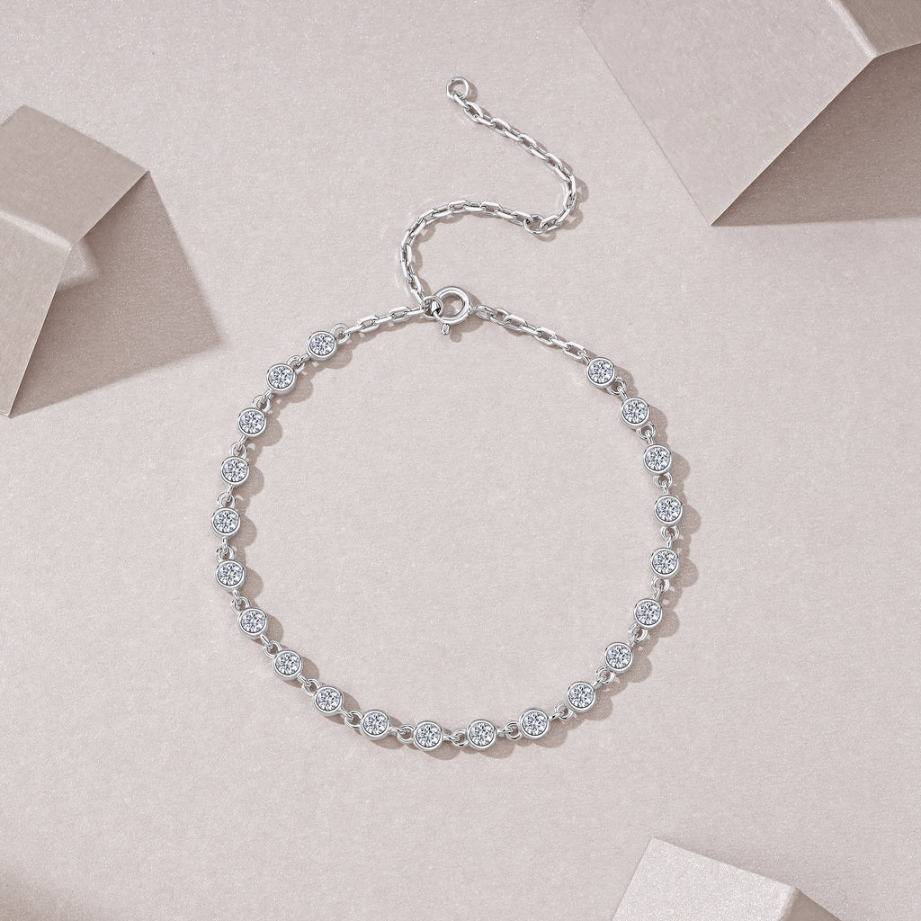 Classic Bezel Moissanite Line Bracelet