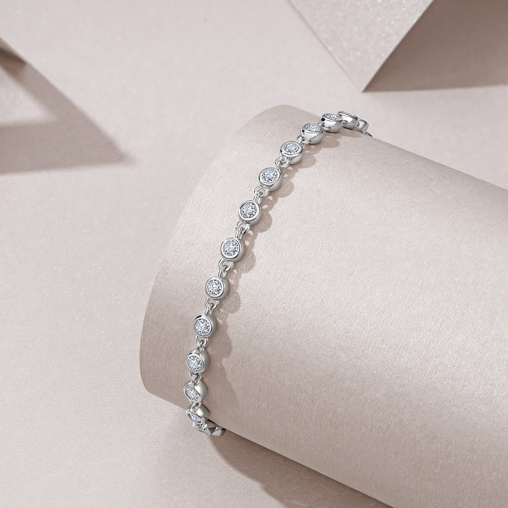 Classic Bezel Moissanite Line Bracelet