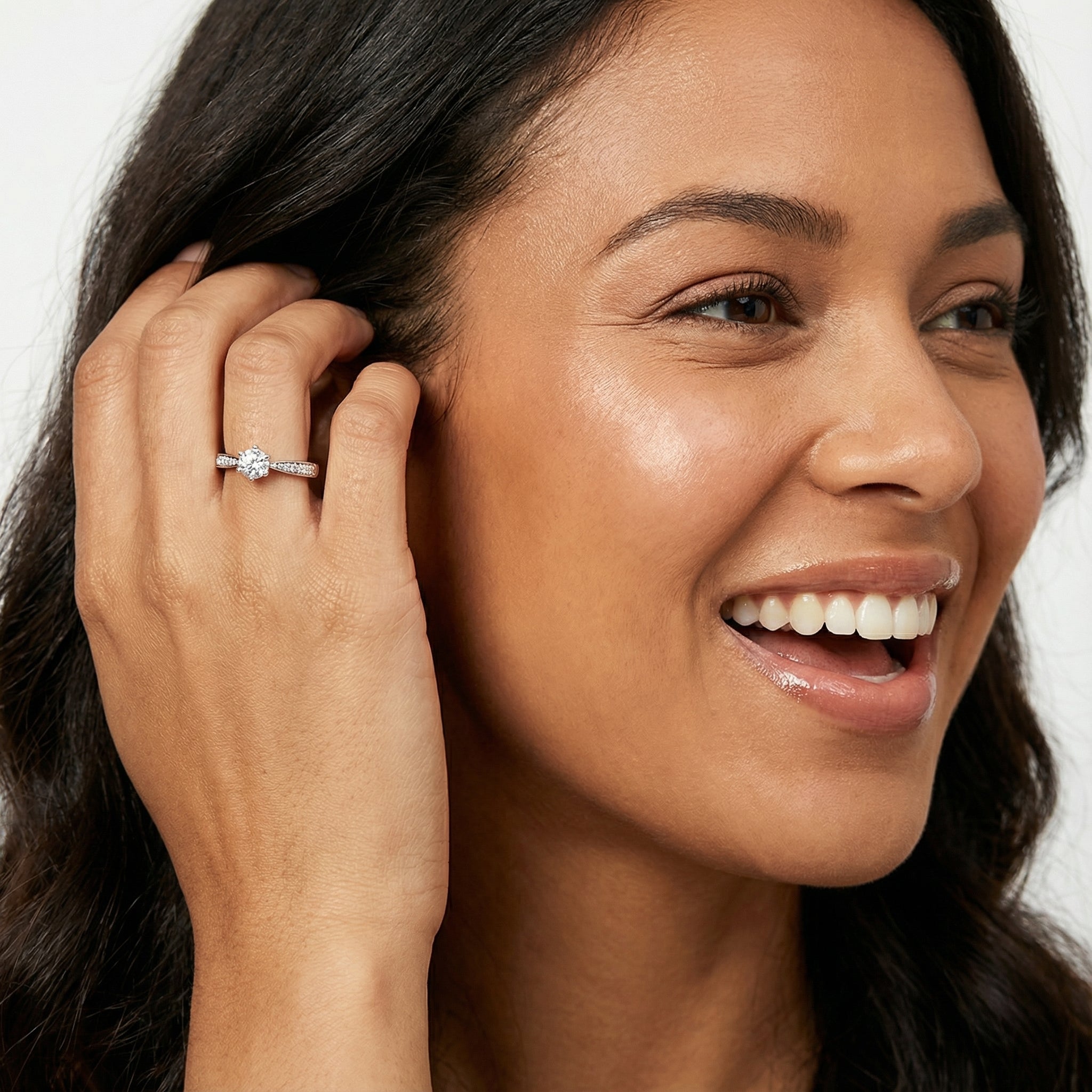 Micro-Pavé Moissanite Solitaire Ring