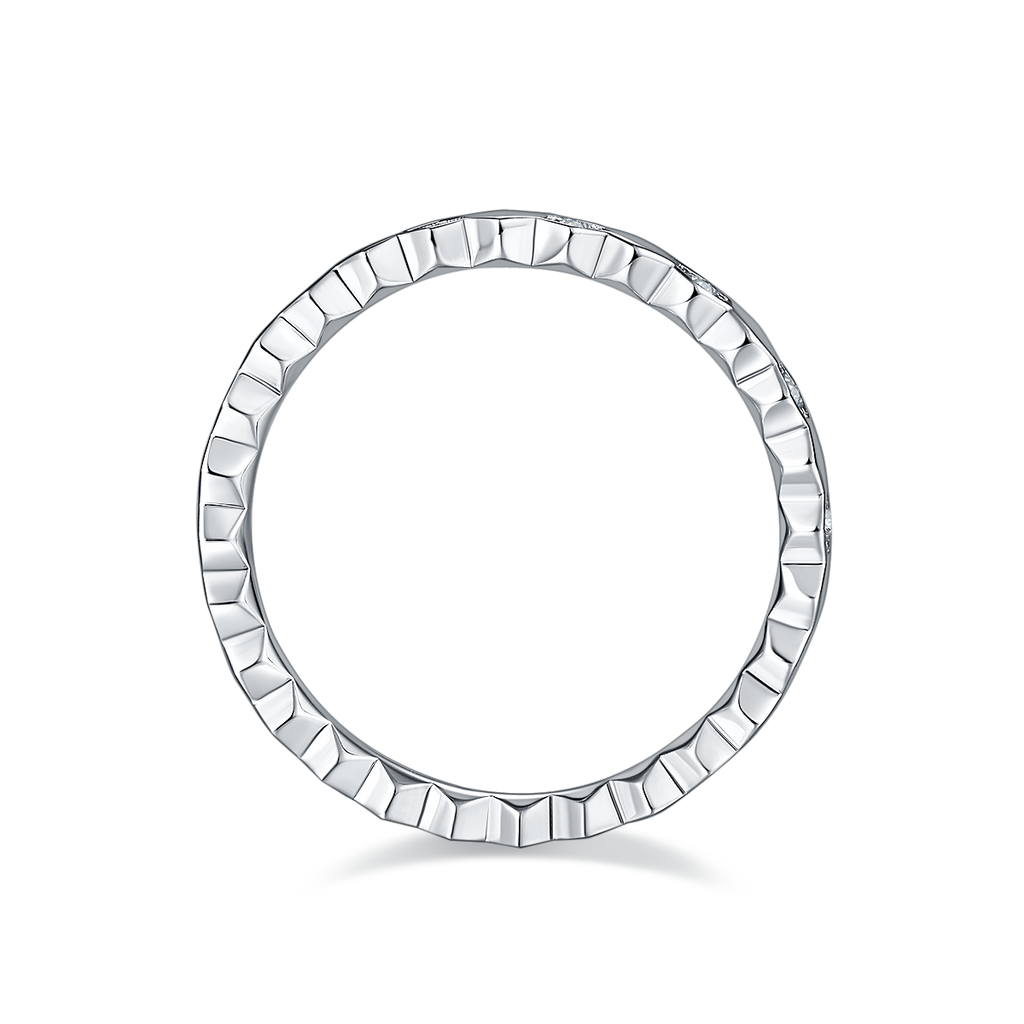 Honeycomb Moissanite Eternity Band in 925 Sterling Silver with White Gold Plating – 0.2 ct