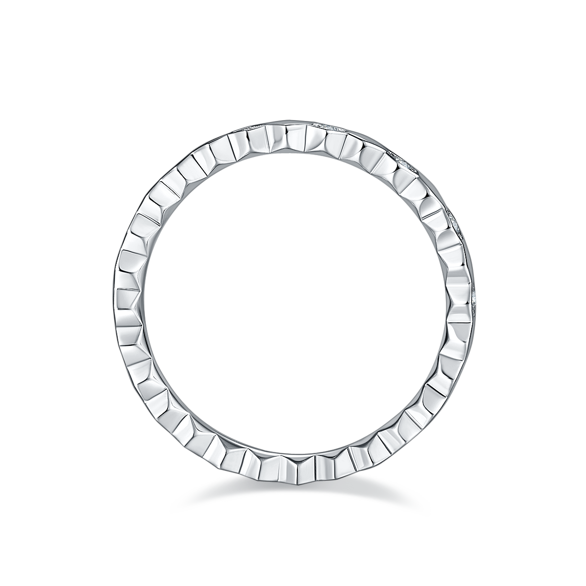 Honeycomb Moissanite Eternity Band in 925 Sterling Silver with White Gold Plating – 0.2 ct