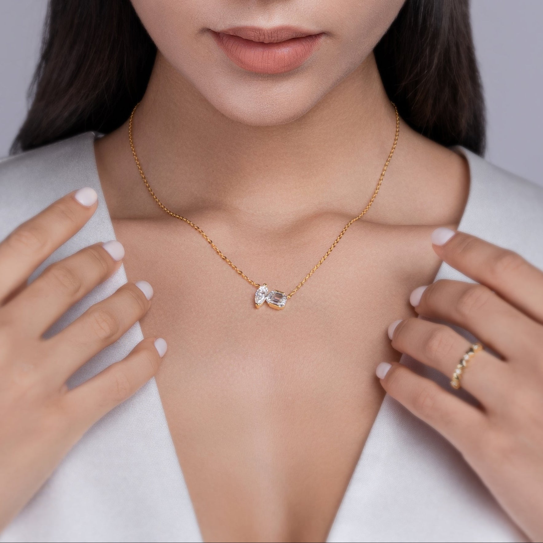 Dual Radiance Moissanite Pendant Necklace