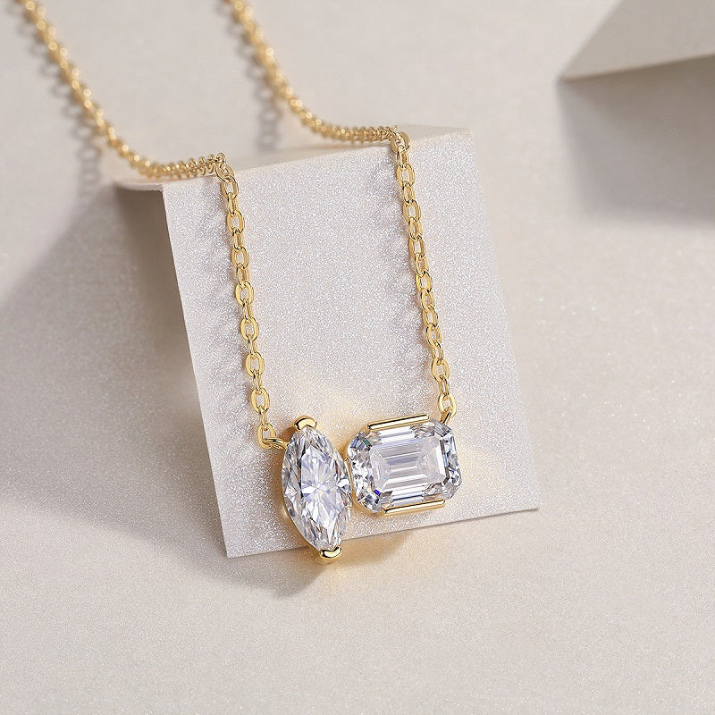 Dual Radiance Moissanite Pendant Necklace