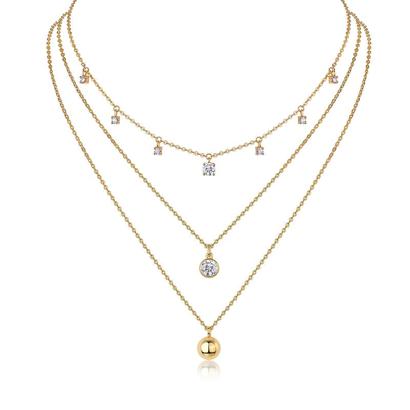Celestial Layered Moissanite Necklace Trio