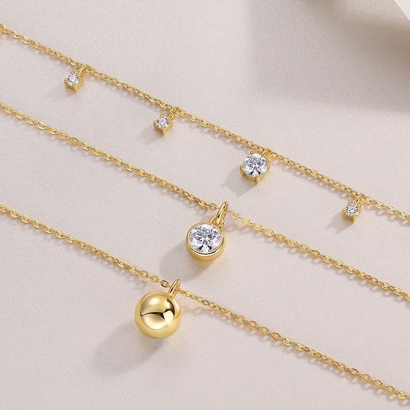 Celestial Layered Moissanite Necklace Trio