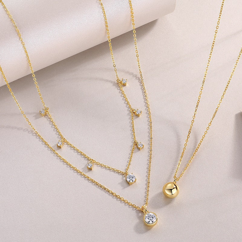 Celestial Layered Moissanite Necklace Trio