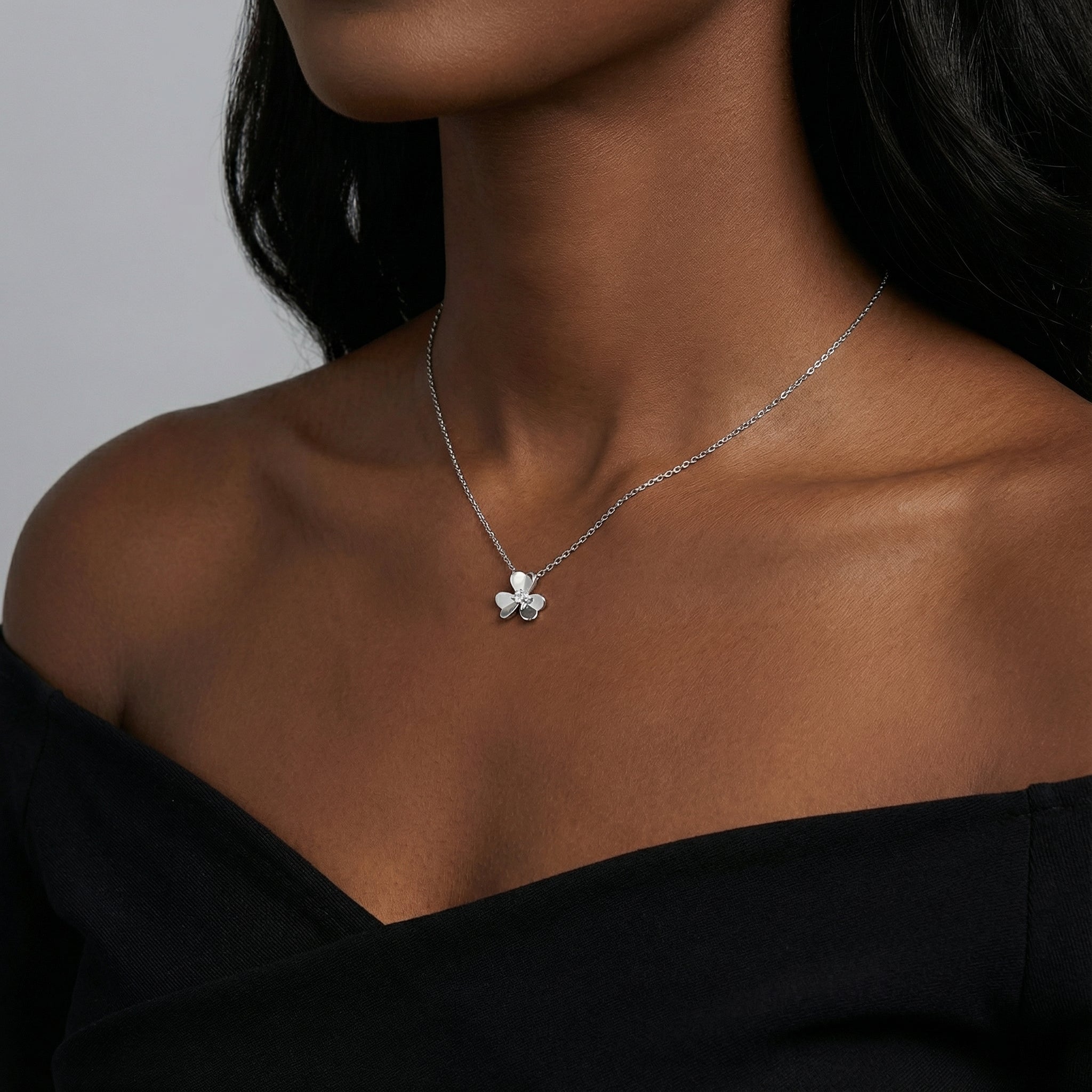 Three‑Leaf Clover Moissanite Necklace