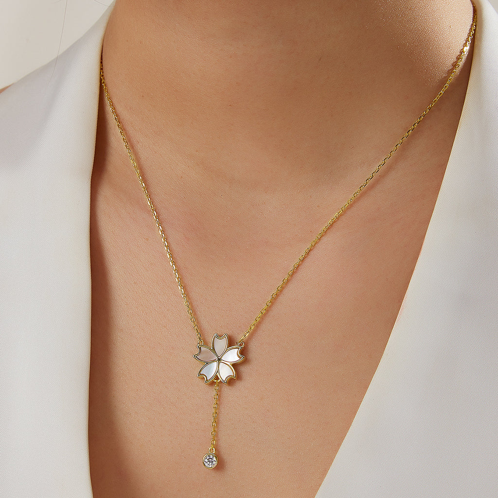 Cherry Blossom Mother of Pearl Drop Necklace