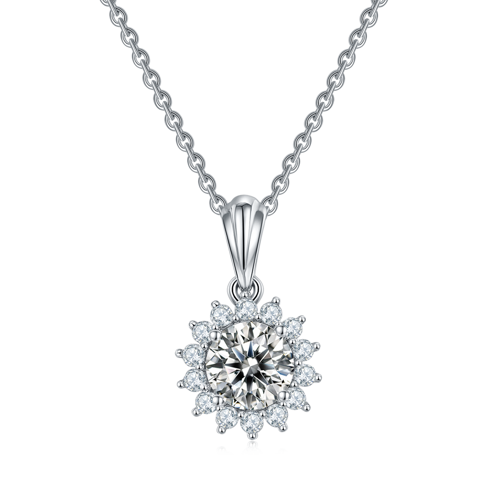 Sunburst Halo Moissanite Jewelry Set
