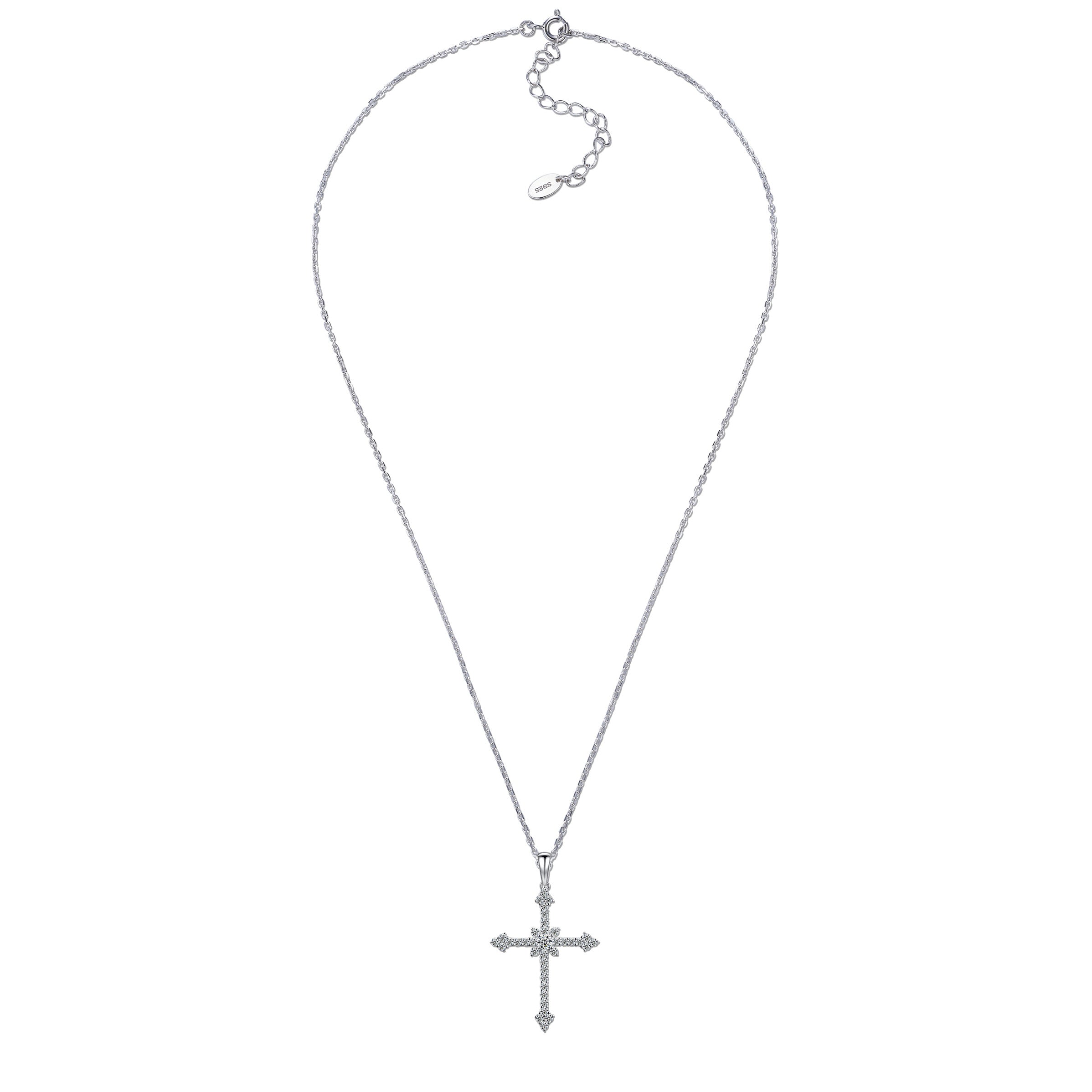Pavé Cross Moissanite Pendant Necklace