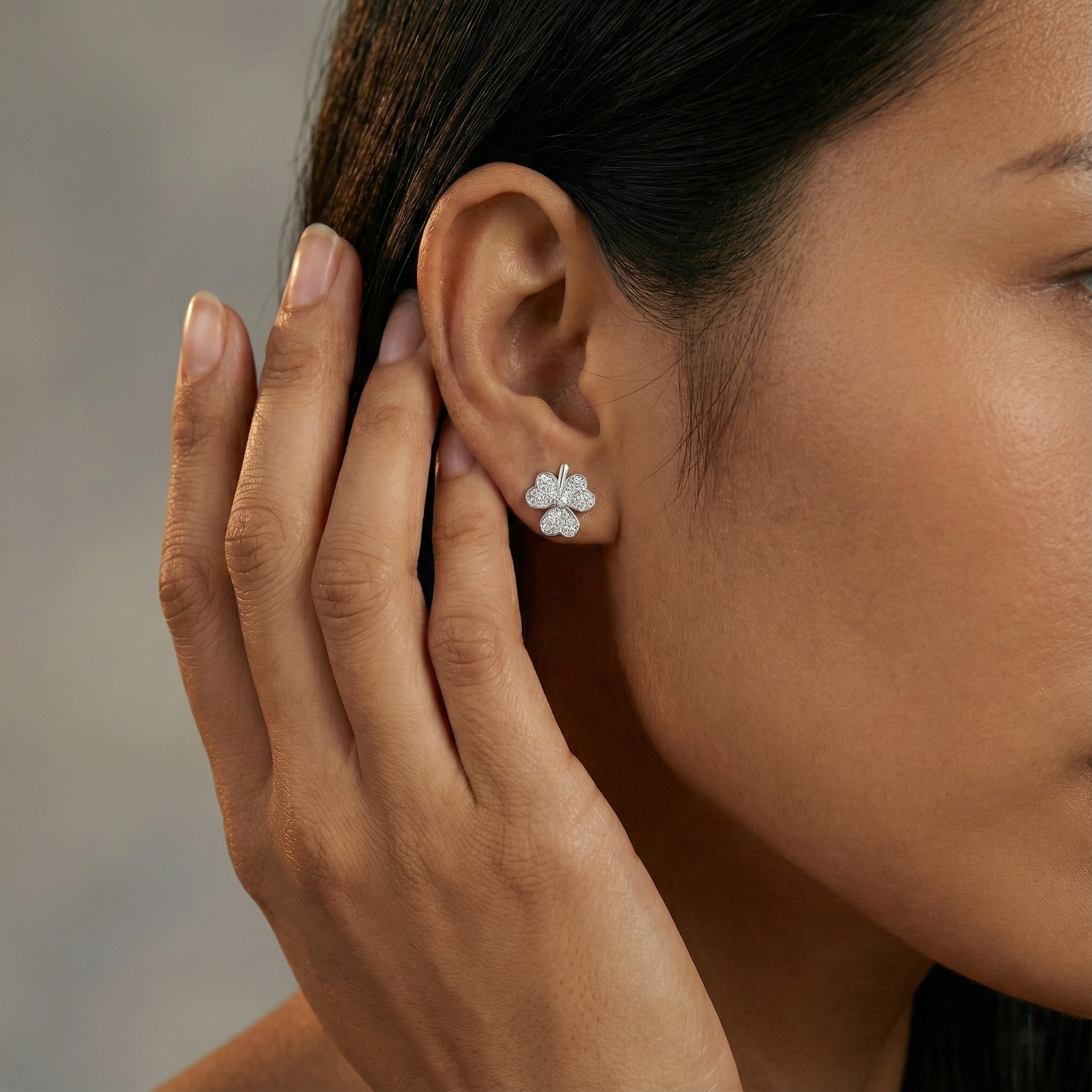 Lucky Three‑Leaf Clover Moissanite Jewelry Set