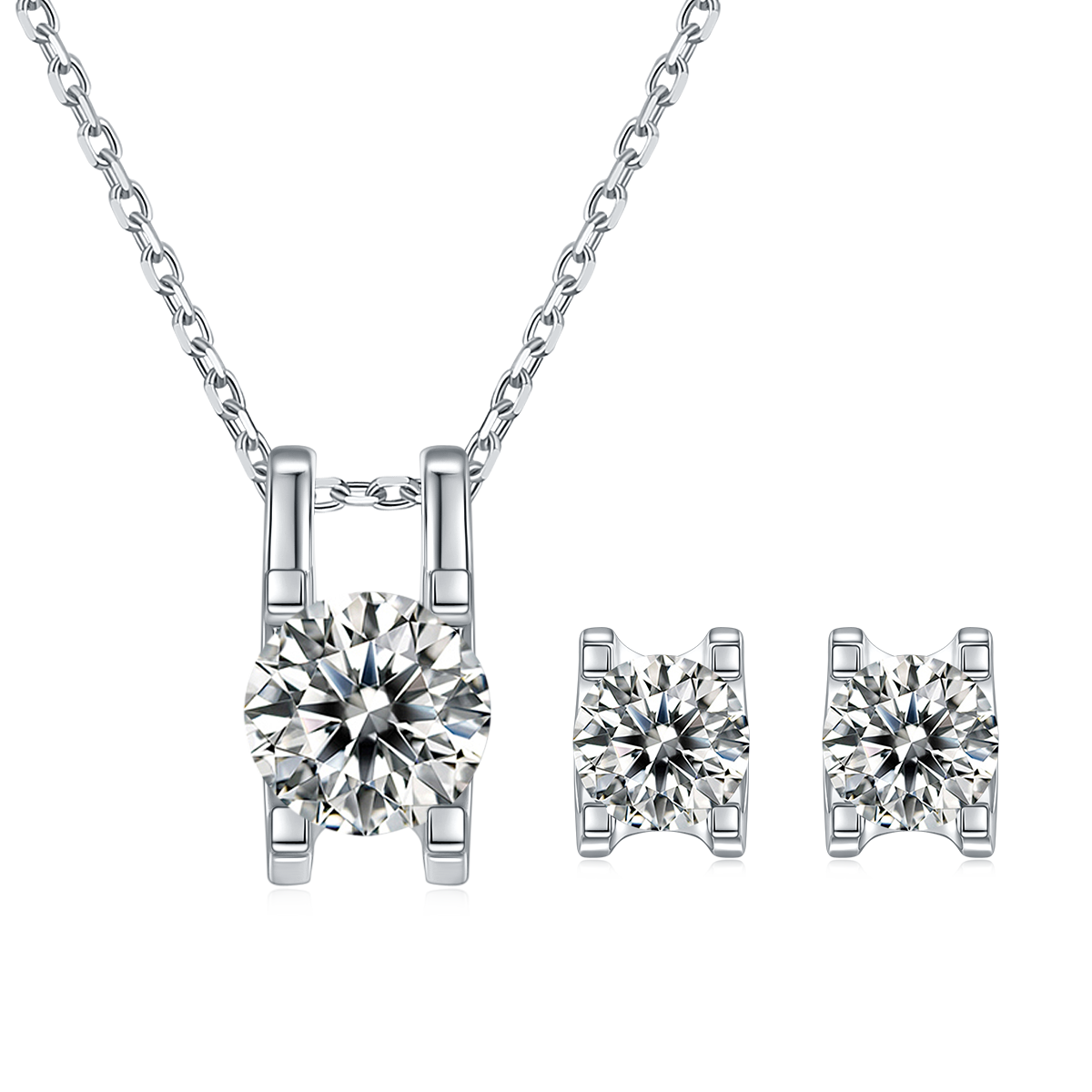 Classic Prong Moissanite Jewelry Set