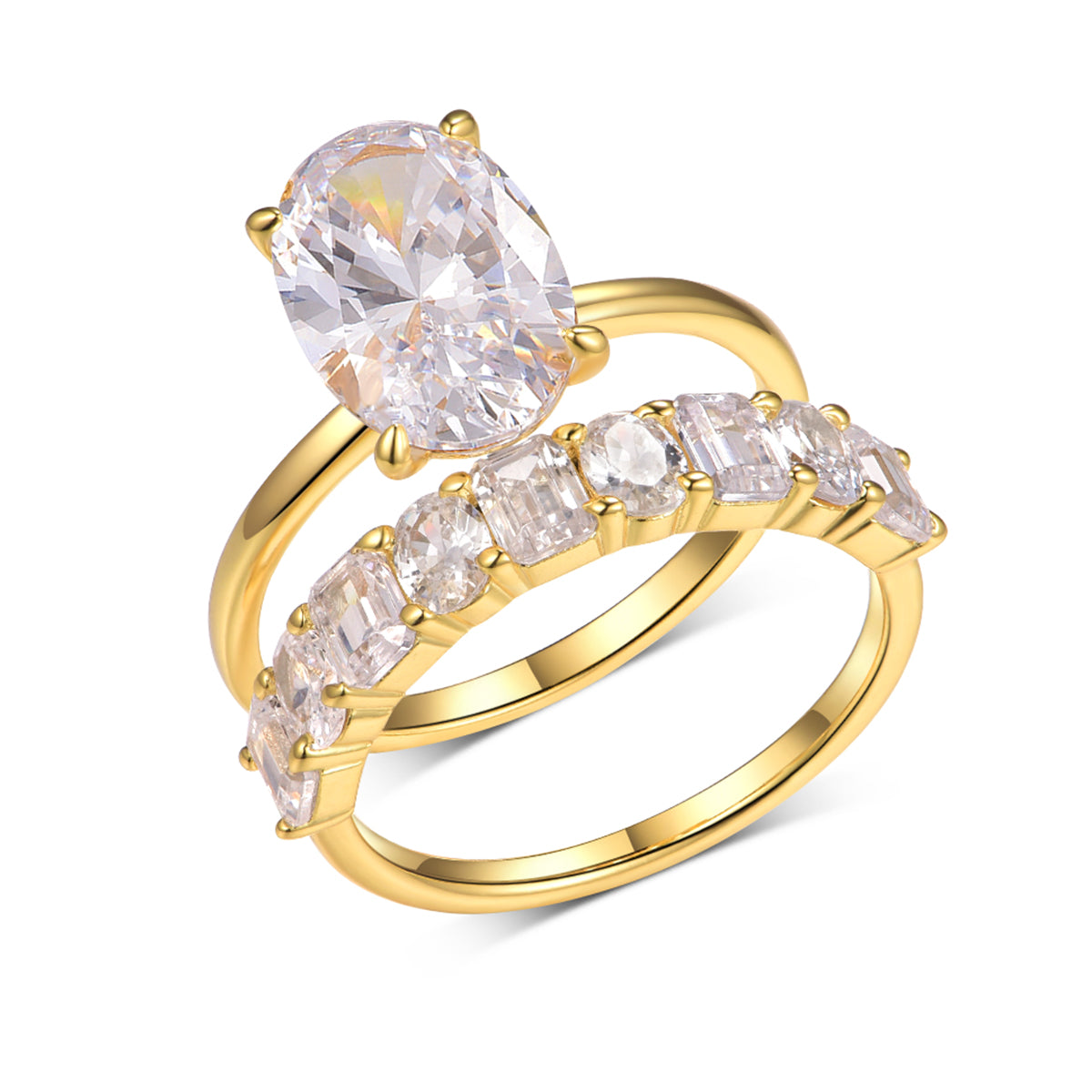 Oval Statement Moissanite Luxe Ring Set