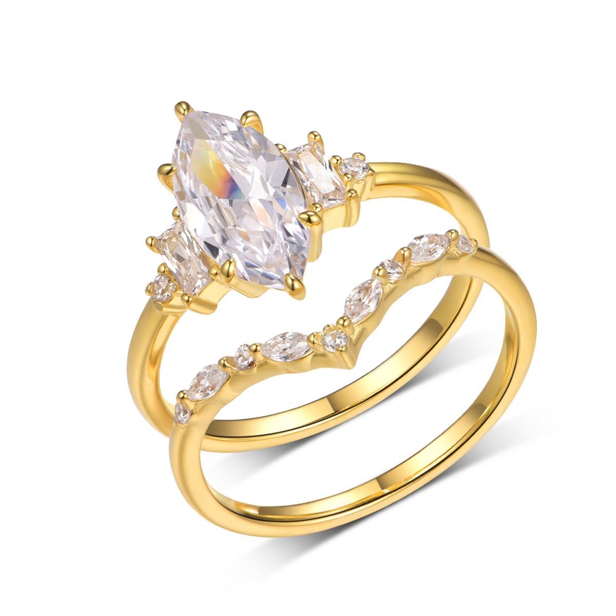 Marquise Moissanite Elegant Ring Set