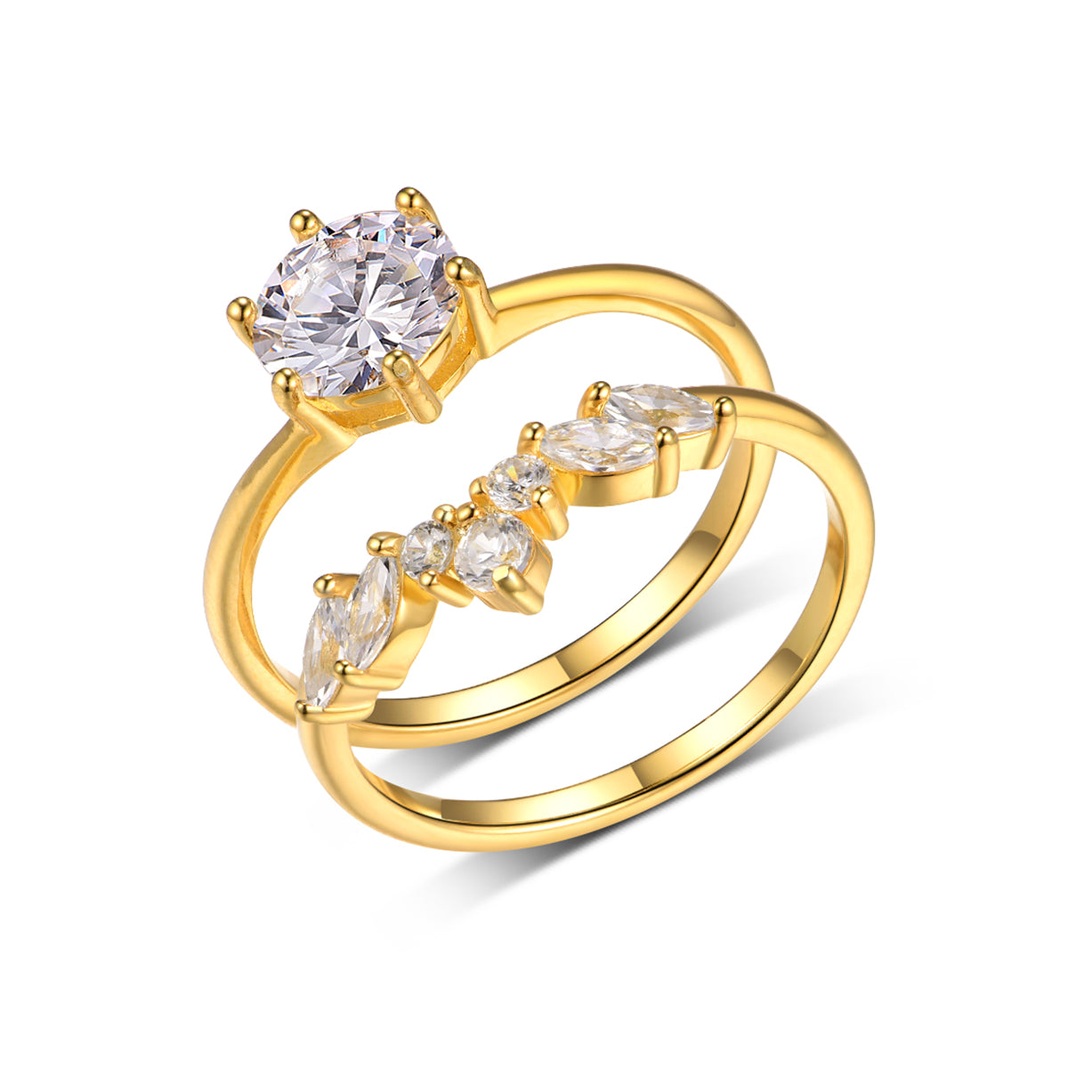 Round Solitaire Moissanite Classic Ring Set