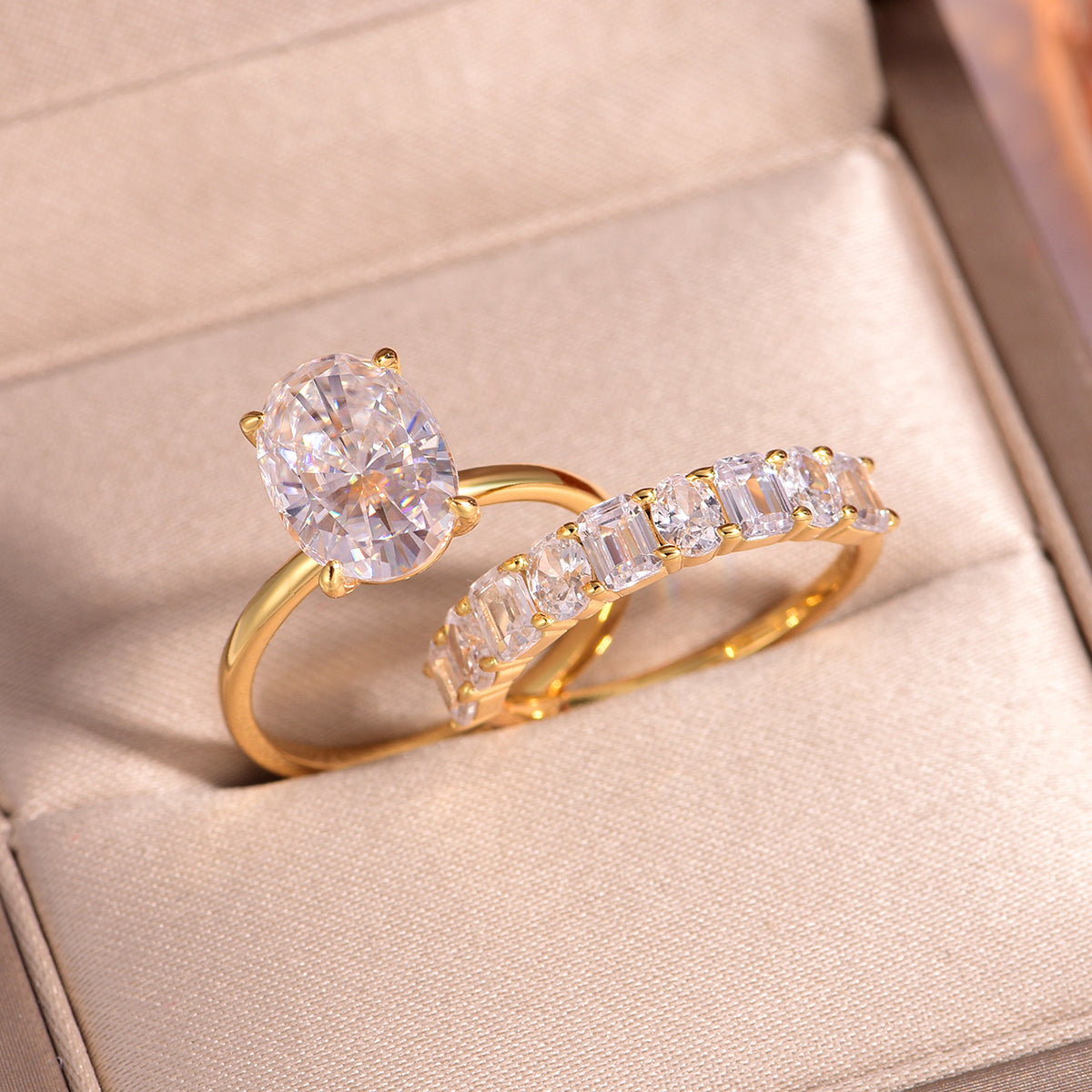 Oval Statement Moissanite Luxe Ring Set