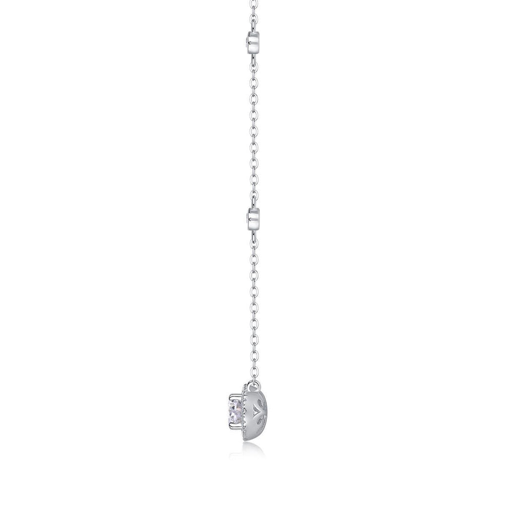 Oval Moissanite Pendant Necklace in 925 Sterling Silver with White Gold Plating - 1.0 ct