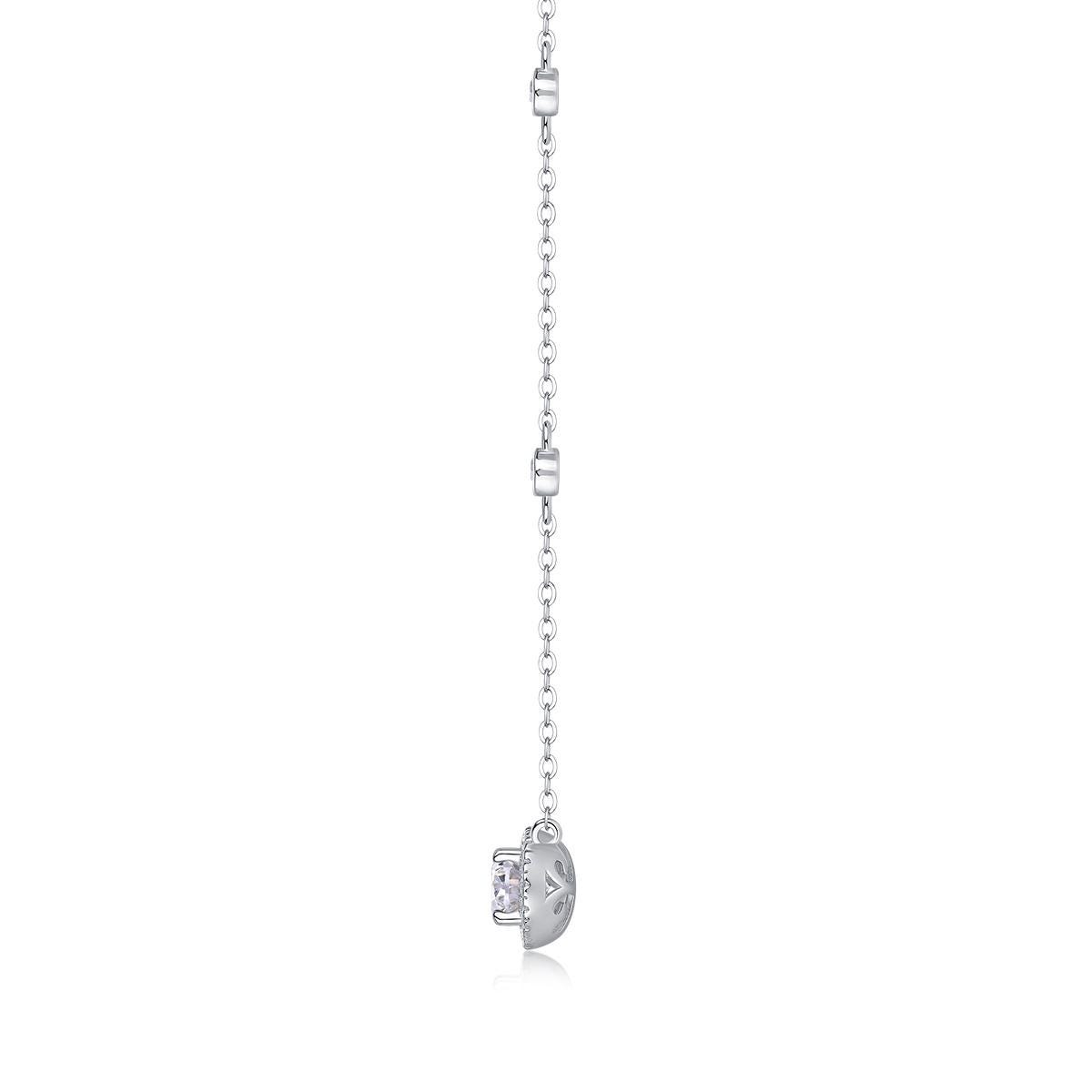 Oval Moissanite Pendant Necklace in 925 Sterling Silver with White Gold Plating - 1.0 ct